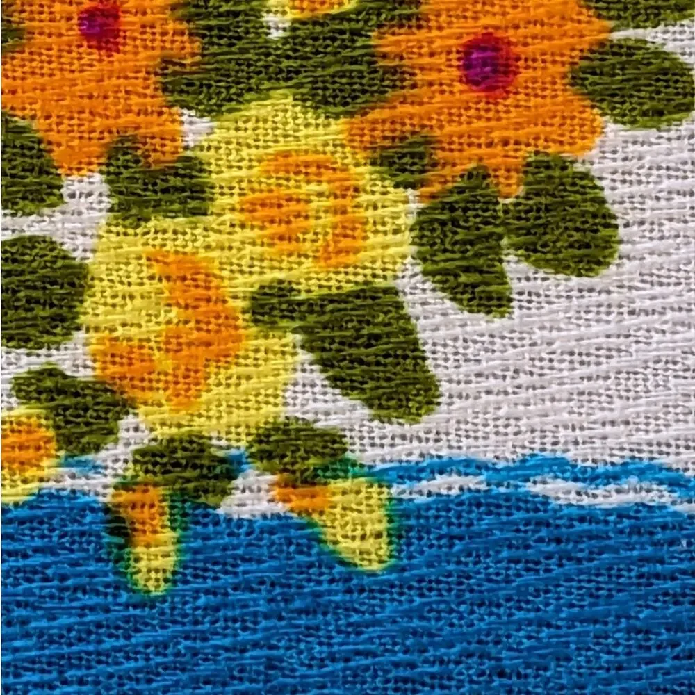 3 7/8 Yds Vintage 1970's Hawaiian Acrylic Crepe SO-FRO ORIGINALS FABRIC Bouquets